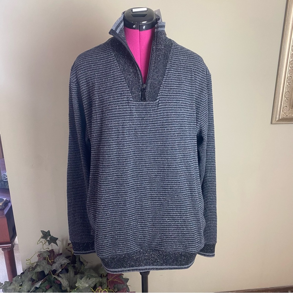 Stone Rose Grey Sweater Mens XL 1/4 Zip Mock Neck